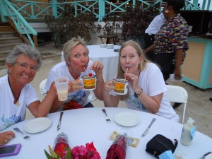 Pusser's Painkillers on Marina Cay - Holly Scott, Kathy and I