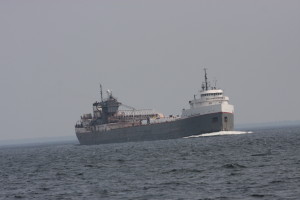 Our boating buddy - just one of the Lakers on Superior