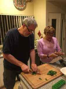 Dan and Elaine preparing the Cioppino